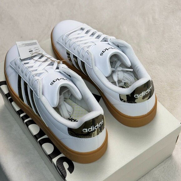 Adidas Grand Court 2.0 Shoes Camo Cloud White Olive Strata Putty Grey Men's 7 US - Picture 6 of 16